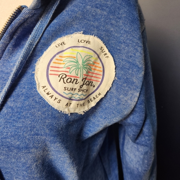 Blue zip up hoodie with hot pink and yellow tassels - Picture 4 of 6